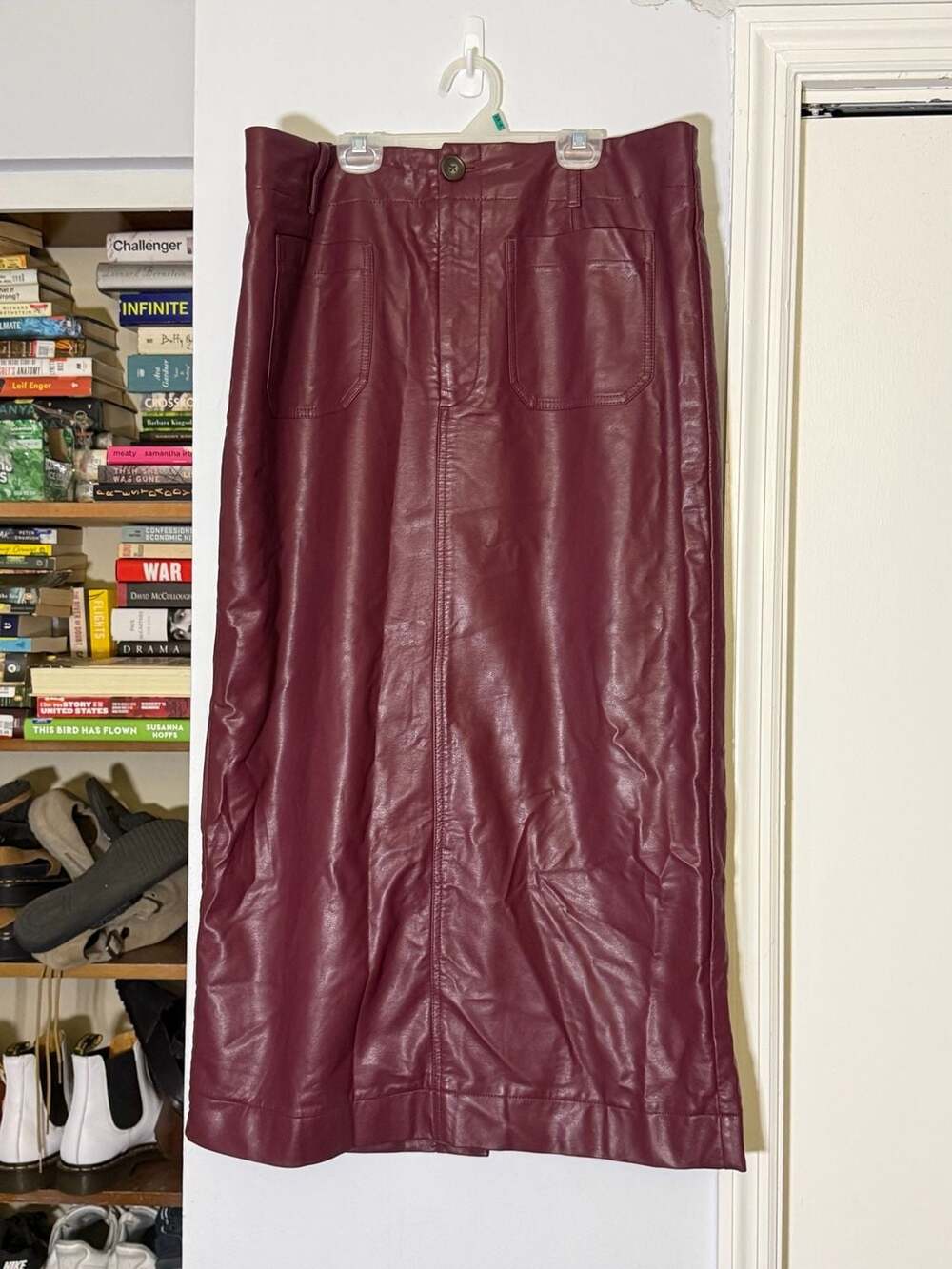 Maeve Faux Leather Maxi Skirt Size X-Large Burgundy Red Retail $148